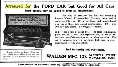 [1915 Advertisement for Walden No. 4 Combination Wrench Set]