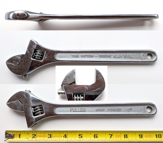 [Early Fuller SANKI 10 Inch Thin-Pattern Adjustable Wrench]
