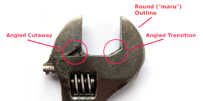 [Annotated Close-up of Jaw Detail for Strong HIT Adjustable Wrench]