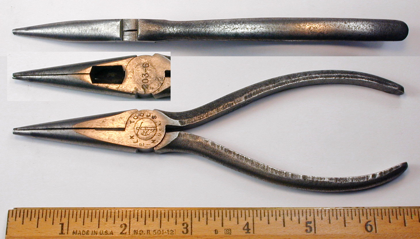 Vintage Early Craftsman Needle Nose Pliers 6 C Manufacturing Mark USA Nice!