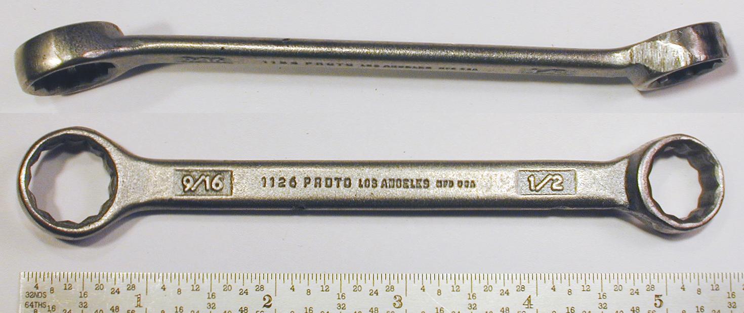 PROTO Los Angeles 1 1/8" Angle Open End Wrench 3372 USA Vintage Free Ship 