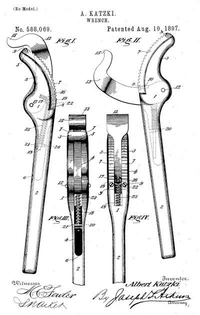 [Illustration for 1897 Katzki Patent 588,069]