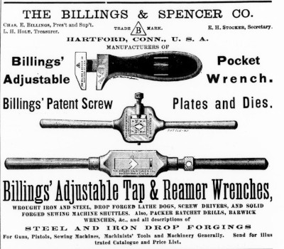 [1879 Ad for Billings & Spencer]