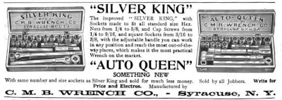 [1911 Ad for Silver King and Auto Queen Socket Sets]