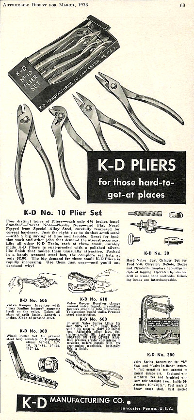 [1936 Ad for K-D Pliers]