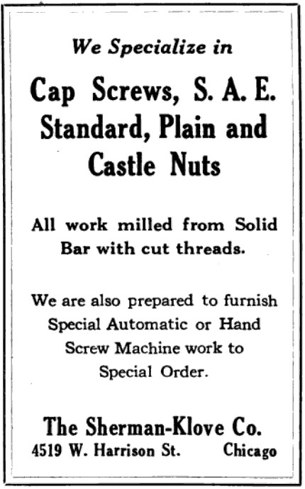 [1917 Ad for Sherman-Klove]