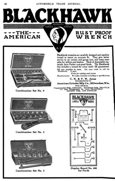 [July 1919 Advertisement for Blackhawk Socket Sets]