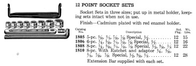[1934 Catalog Listing for Barcalo Socket Sets]