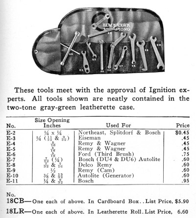 [1934 Catalog Listing for Blackhawk-Armstrong No. 18 Ignition Set]