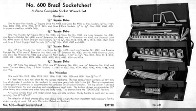 [1939 Brochure Listing for No. 600 Socketchest]