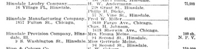 [1922 Directory Entry for Hinsdale Manufacturing]