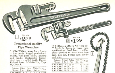 [1969 Catalog Listing for Sears Stillson Pipe Wrenches]