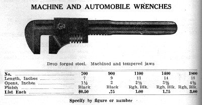[1921 Catalog Listing of Lakeside Auto Wrenches]