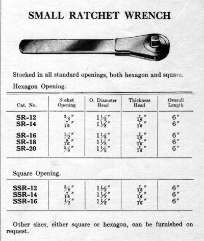 [1930s Catalog Listing for Detroit Tool Ratcheting Wrenches]