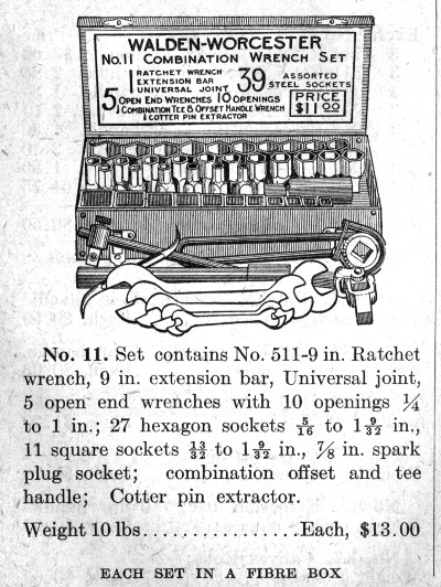 [1918 Catalog Listing for Walden No. 11 Socket Set]