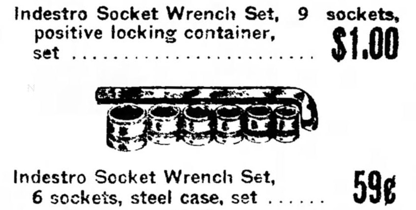 EPC Vintage Indestro 7-Pc 3/8 Square Drive Universal Joint Type Swivel Socket Set 