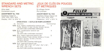 [1981 Catalog Listing for Fuller Wrench Sets]