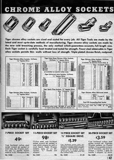 [1940 Catalog Listing for Chrome Alloy Sockets]