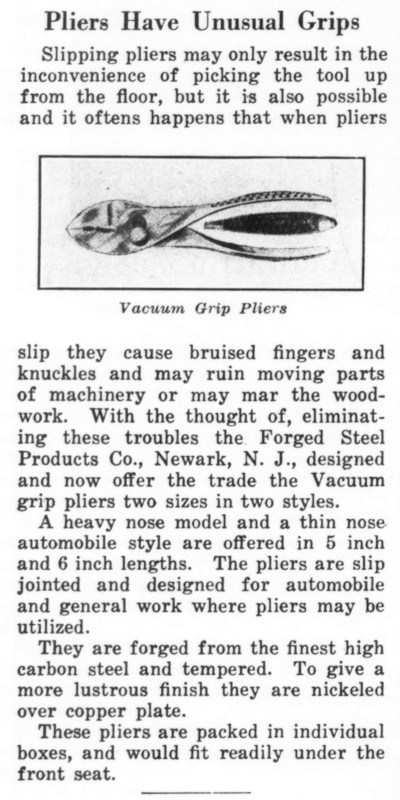[1921 Notice for Vacuum Grip Pliers]