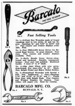 [1937 Advertisement for Barcalo Tools]