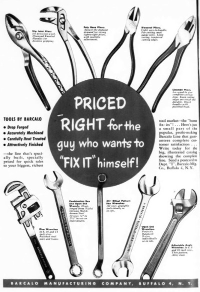 [1951 Advertisement for Barcalo Tools]