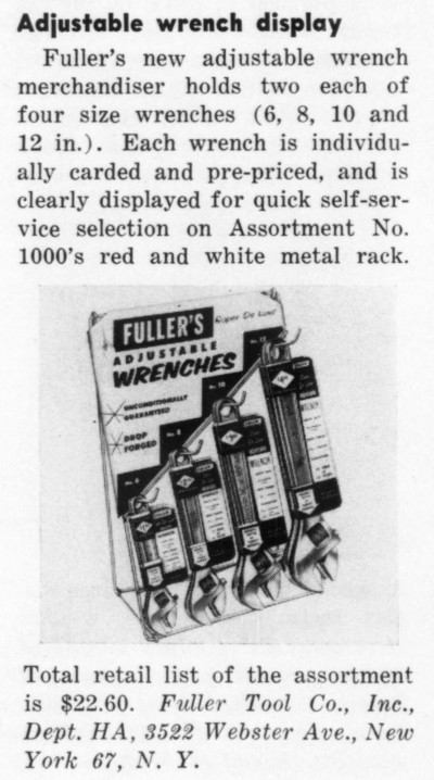 [1960 Notice for Fuller Adjustable Wrenches]