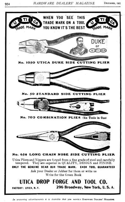 [1905 Advertisement for Utica Compound Nippers]