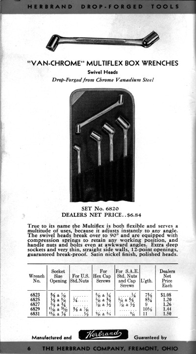 [Early Catalog Listing for Herbrand Multiflex Wrenches]