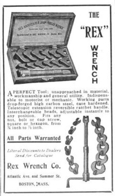 [1909 Advertisement for Rex Wrench Set]