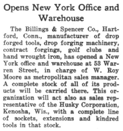 [1930 Notice for Billings & Spencer]