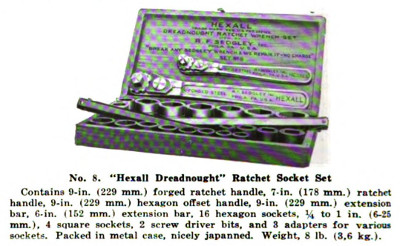 [1921 Listing for No. 8 Hexall Dreadnought Socket Set]