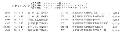 [JIS Classes B4636, B4637, and B4639 from 1972 Certified List]