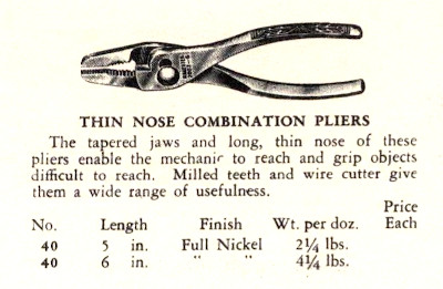 [1939 Catalog Listing for Kraeuter No. 40 Pliers]