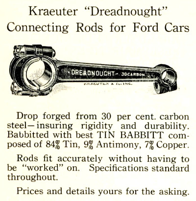 [1921 Catalog Listing for Kraeuter Ford Conencting Rod]