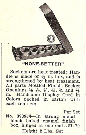 [1924 Catalog Listing for None Better Socket Set]