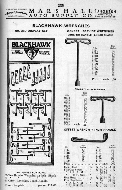 [1920 Catalog Listing for Blackhawk Fixed Socket Wrenches]