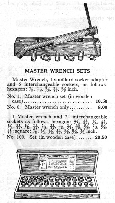 [1922 Catalog Listing for Billmont Master Wrench Set]