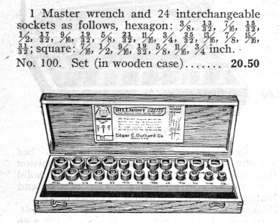 [1922 Catalog Listing for Billmont No. 100 Master Wrench Set]