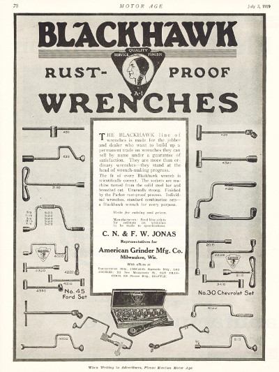 [July 1919 Advertisement for Blackhawk Tools]