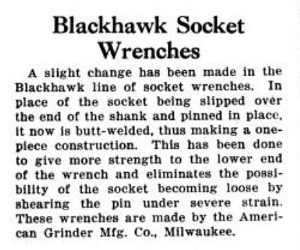[1920 Notice of Welded Socket Wrenches]
