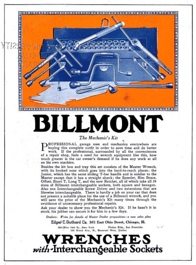 [January 1921 Ad for Billmont Mechanic's Kit]