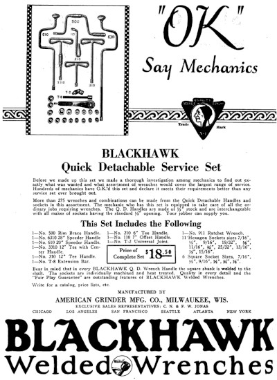 [1922 Ad for Blackhawk Quick Detachable Service Set]