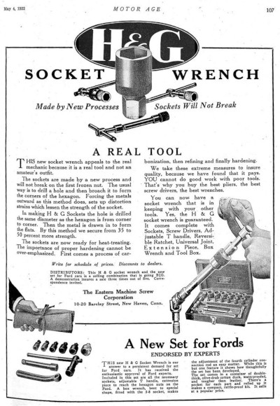 [1922 Advertisement for H & G Socket Set]