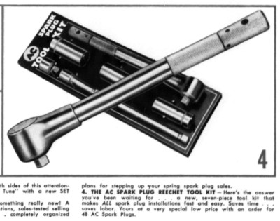 [1957 Ad for AC Spark Plug Reechet Tool Kit]