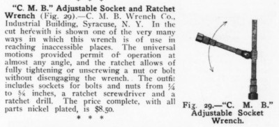 [1909 Notice for C.M.B. Wrench Set]