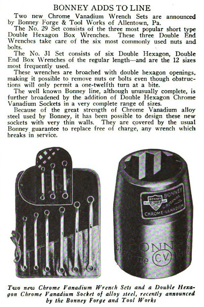 [1929 Notice for Bonney Box-End Wrenches]