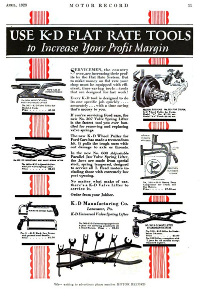 [1929 Ad for K-D Tools]