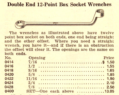 [1928 Catalog Listing for P&C Single Offset Box Wrenches]