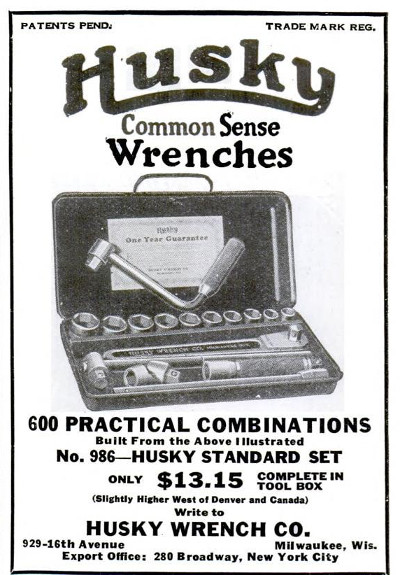 [1925 Ad for Husky No. 986 Socket Set]
