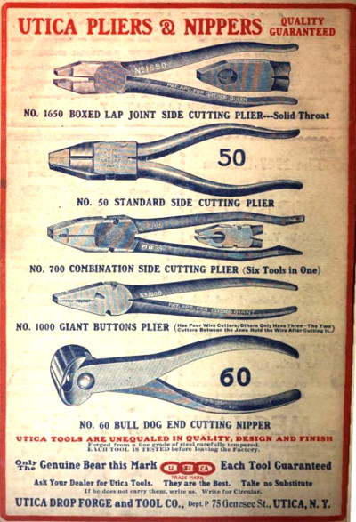 [1906 Advertisement for Utica Pliers and Nippers]
